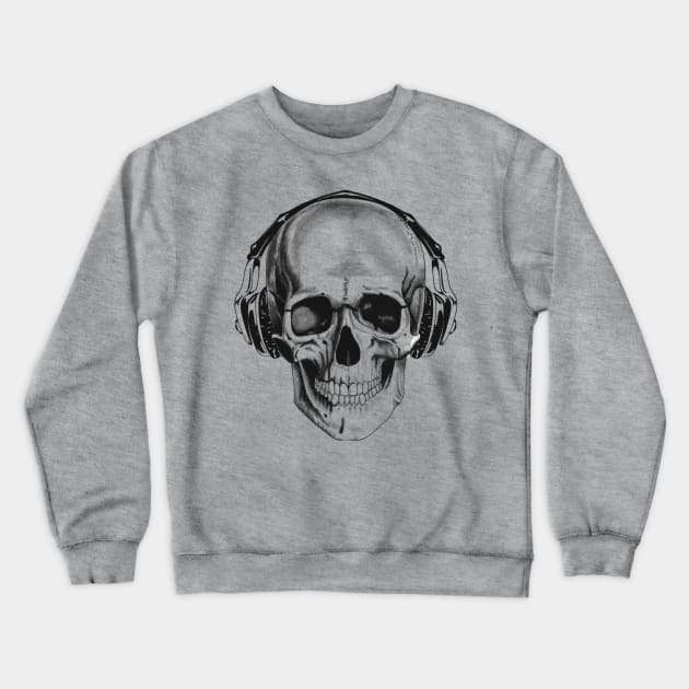 Skull with headphones Crewneck Sweatshirt by Rachellily